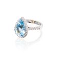 Pear Shape Aquamarine Ring with Diamond Halo Online Hot Sale