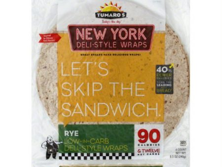 Tumaros Rye New York Deli-Style Wraps, 4 Pc (Pack of 6) Hot on Sale