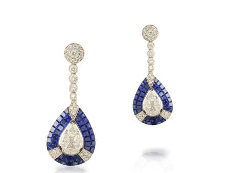 Invisibly Set Sapphire & Diamond Drop Earrings Supply