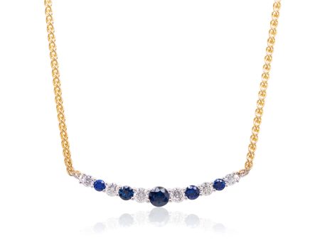 Sapphire & Diamond Smile Necklace For Sale