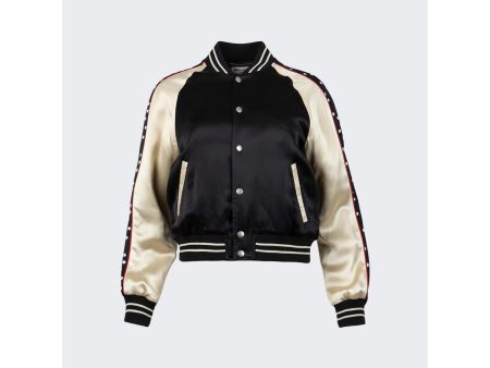 Saint Laurent | Women | Satin Striped Teddy Jacket | Black Online Hot Sale