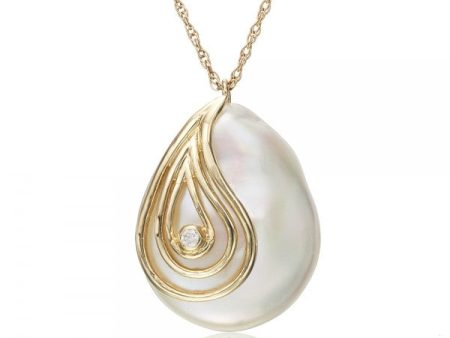 Cultured Pearl & Diamond Gold Necklace For Discount