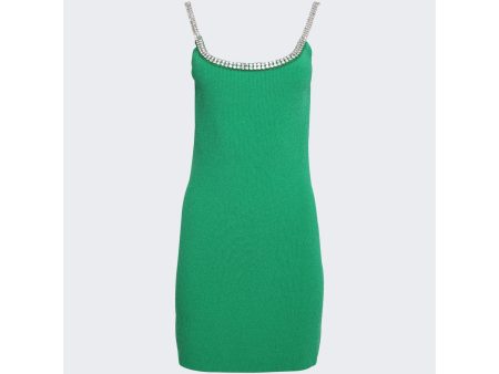 Rabanne | Rhinestone Strap Knit Mini Dress | Green For Sale