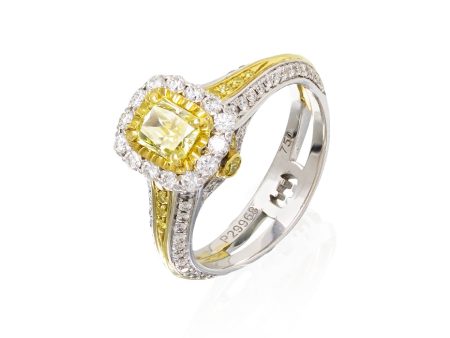 Fancy Intense Yellow Diamond Ring For Cheap