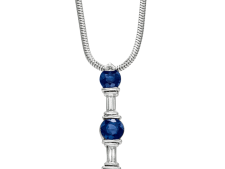 Baguette & Round Sapphire & Diamond Pendant Sale