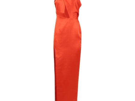 Rasario | Women | Draped Satin Asymmetric Cut-out Gown With Ring | Orange Online now