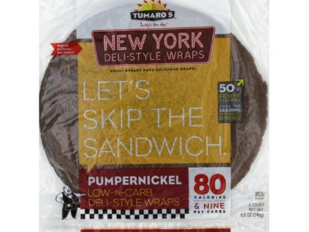 Tumaros Pumpernickel New York Deli-Style Wraps, 4 Pc (Pack of 6) Supply