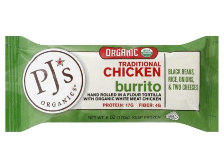 PJs Organics Traditional Chicken Organic Burrito, 6 Oz (Pack of 12) Hot on Sale