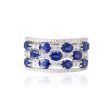 Diamond & Sapphire 3-Row Band Online Hot Sale