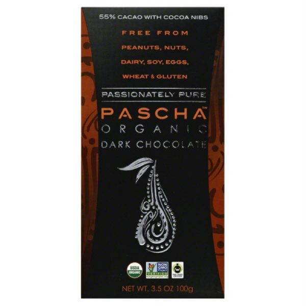 Pascha 55% Cacao with Cocoa Nibs Organic Dark Chocolate, 3.5 Oz (Pack of 10) Discount