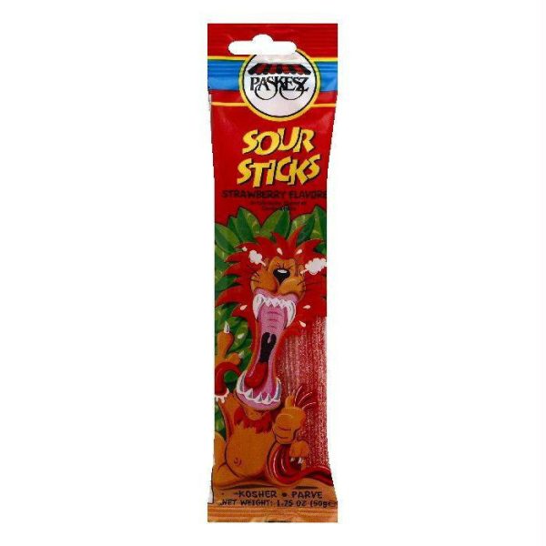 Paskesz Strawberry Flavored Sour Sticks, 1.75 OZ (Pack of 24) Online Hot Sale