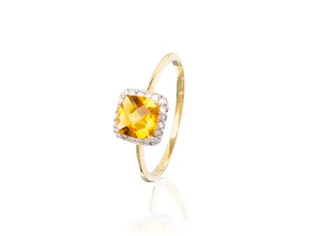 Citrine Ring with Diamond Halo Cheap