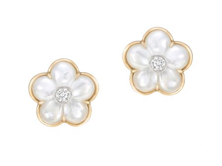 White Mother-of-Pearl Fiore Stud Earrings Online now