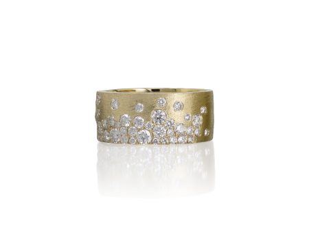 Yellow Gold Galaxy Ring with Diamonds For Sale