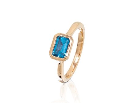 Emerald-Cut Blue Zircon Ring Supply