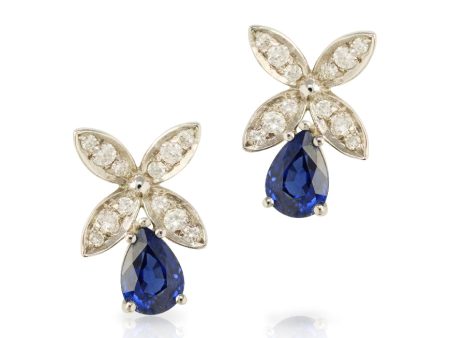 Pear Shape Sapphire & Diamond  X  Earrings Online Sale