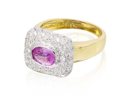 Bezel-Set Pink Sapphire Ring For Sale