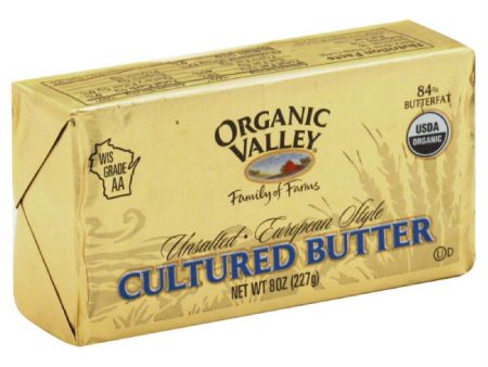 Organic Valley Unsalted European Style Cultured Butter, 8 Oz (Pack of 12) on Sale