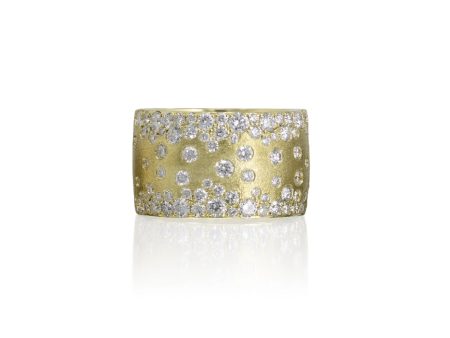 Green Gold Galaxy Ring, Wide Band Online Sale