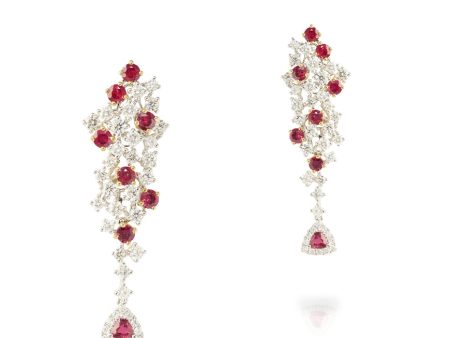 Ruby & Diamond Drop Earrings Fashion