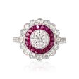 Diamond and Ruby Halo Ring Online