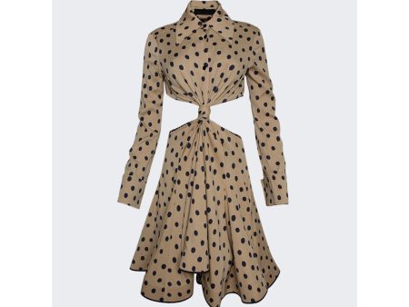 Proenza Schouler | Printed Dot Cut-out Shirt Dress | Khaki Online Sale