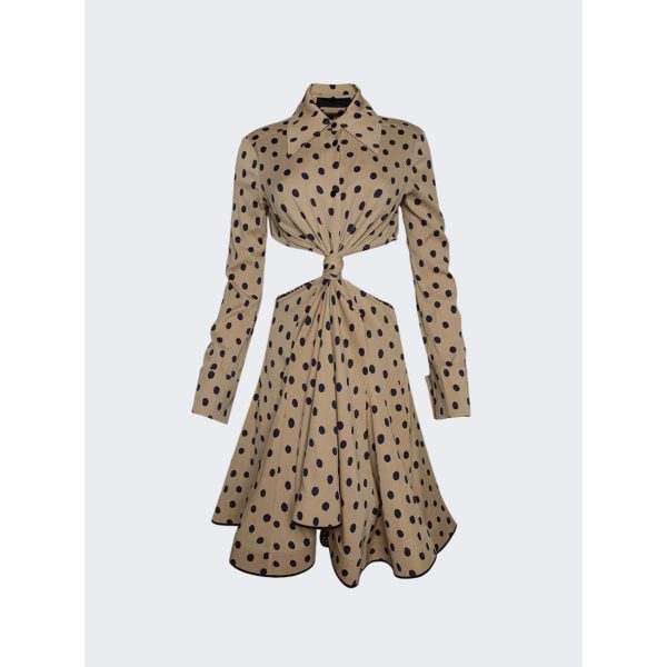 Proenza Schouler | Printed Dot Cut-out Shirt Dress | Khaki Online Sale