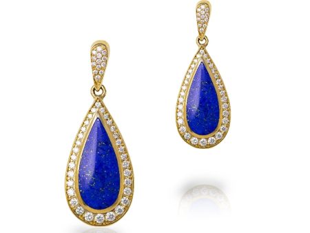 Lapis & Diamond Drop Earrings For Cheap