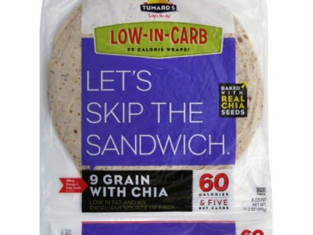 Tumaros 9 Grain with Chia Wraps, 8 Pc (Pack of 6) For Discount