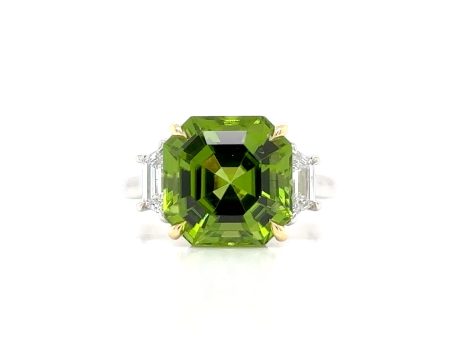 Peridot & Trapezoid Diamond Ring Online Sale