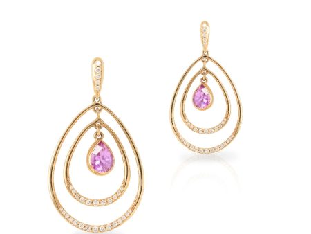 Pink Sapphire & Diamond Tear Drop Earrings Cheap