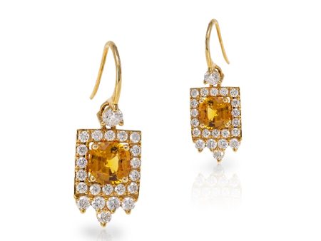 Orange Sapphire Drop Earrings Supply