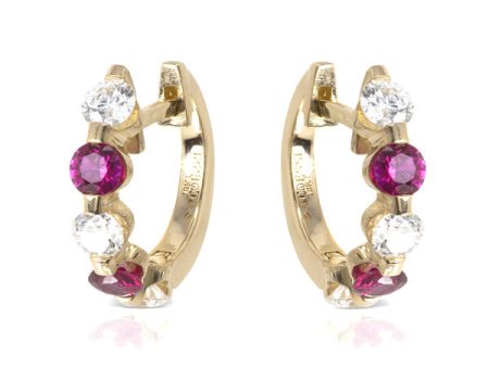 Addessi Diamond & Ruby Huggie Earrings Sale