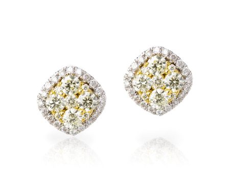 Yellow & White Diamond Bouquet Earrings Online