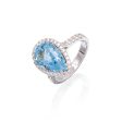 Pear Shape Aquamarine Ring with Diamond Halo Online Hot Sale