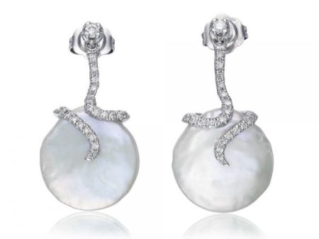 Enchanting Cultured Freshwater Coin Pearl & Diamond Earrings Online Hot Sale