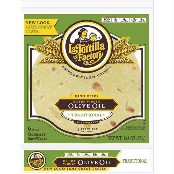 La Tortilla Factory Extra Virgin Olive Oil SoftWraps, Traditional Flour, 6 Ea (Pack of 14) Online Sale