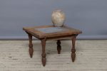 Square Teak Coffee Table with Single Inset Piece of 17th Century Belgian Blue Stone For Sale