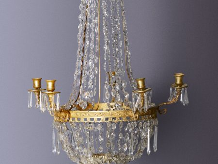 19th Century French Gilt Bronze & Crystal Candle Chandelier Supply