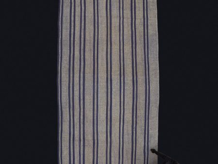 Indigo & Cream Colored Cotton Finely Striped Carpet ................ (3  9   x 10  5  ) Discount