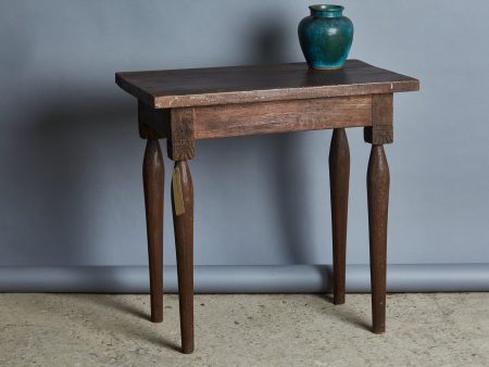 Primitive Colonial Teak Side Table with Turned Legs Online Sale