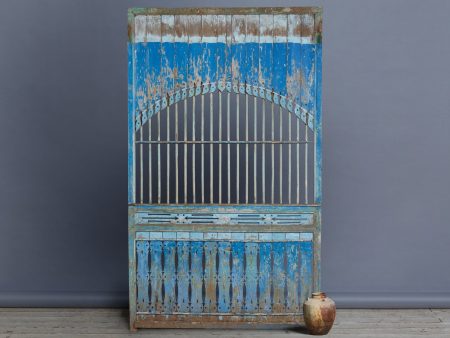 Blue Painted Window Panel from Madura Island 1880 Online Hot Sale