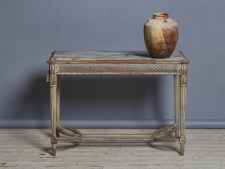 Late 19th Century French Cream Colored Center Table with Vodovirlet Marble Top on Sale