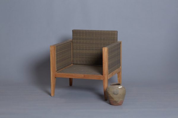 Pair of Teak and All Weather Rattan Arm Chairs Online now