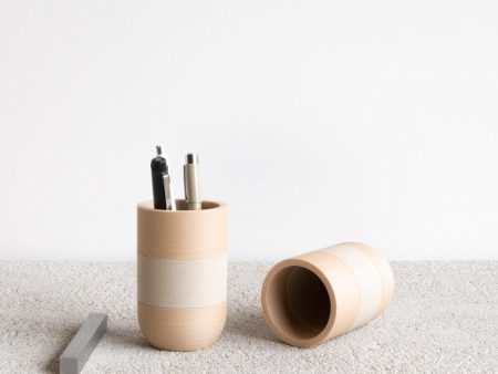 TWO TONE Pen holder - Mist white and Natural Online now