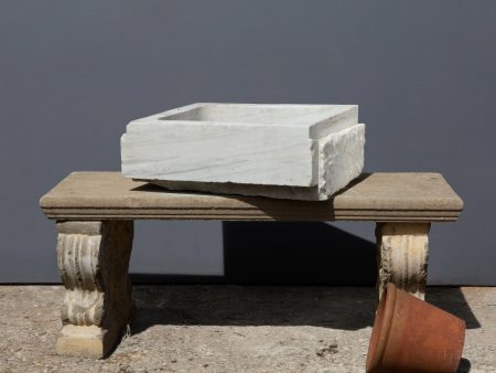 Early White Marble Greek Sink Carved from a Single Block Online now