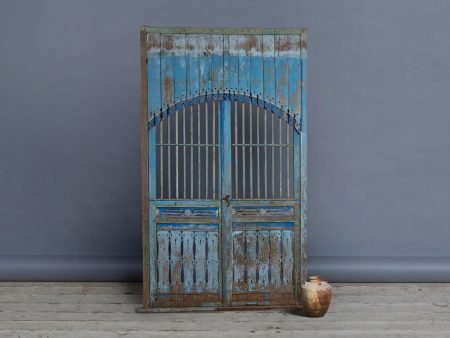 Blue Painted Door Panel from Madura Island 1880 Online Sale