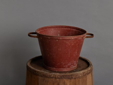 Early 20th Century 2 Handled Red Portuguese Farm Pail Online Sale