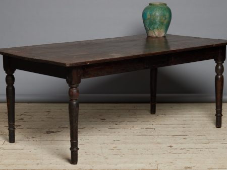 Early 20th Century Dutch Colonial Teak Dining Table with Turned Legs from Sumatra on Sale