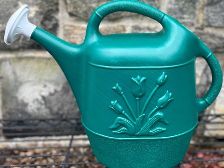 2 Gal. Hunter Green Watering Can w  Floral Design Online Sale